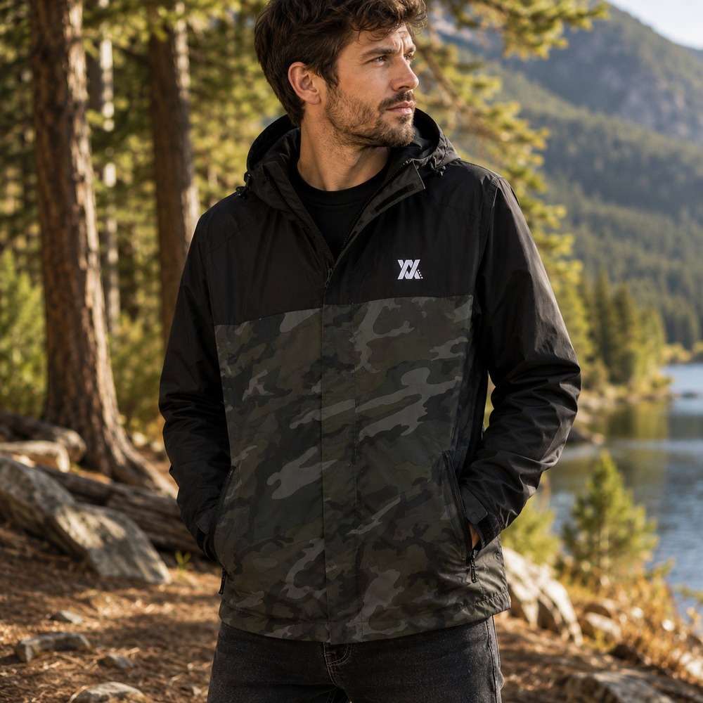 Dixxon Flannel Co Tech Windbreaker Jacket Black Camo Men's Medium